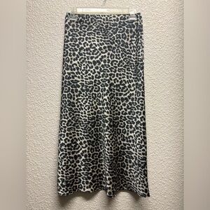 Alya Leopard Print Midi Skirt - Black & Cream